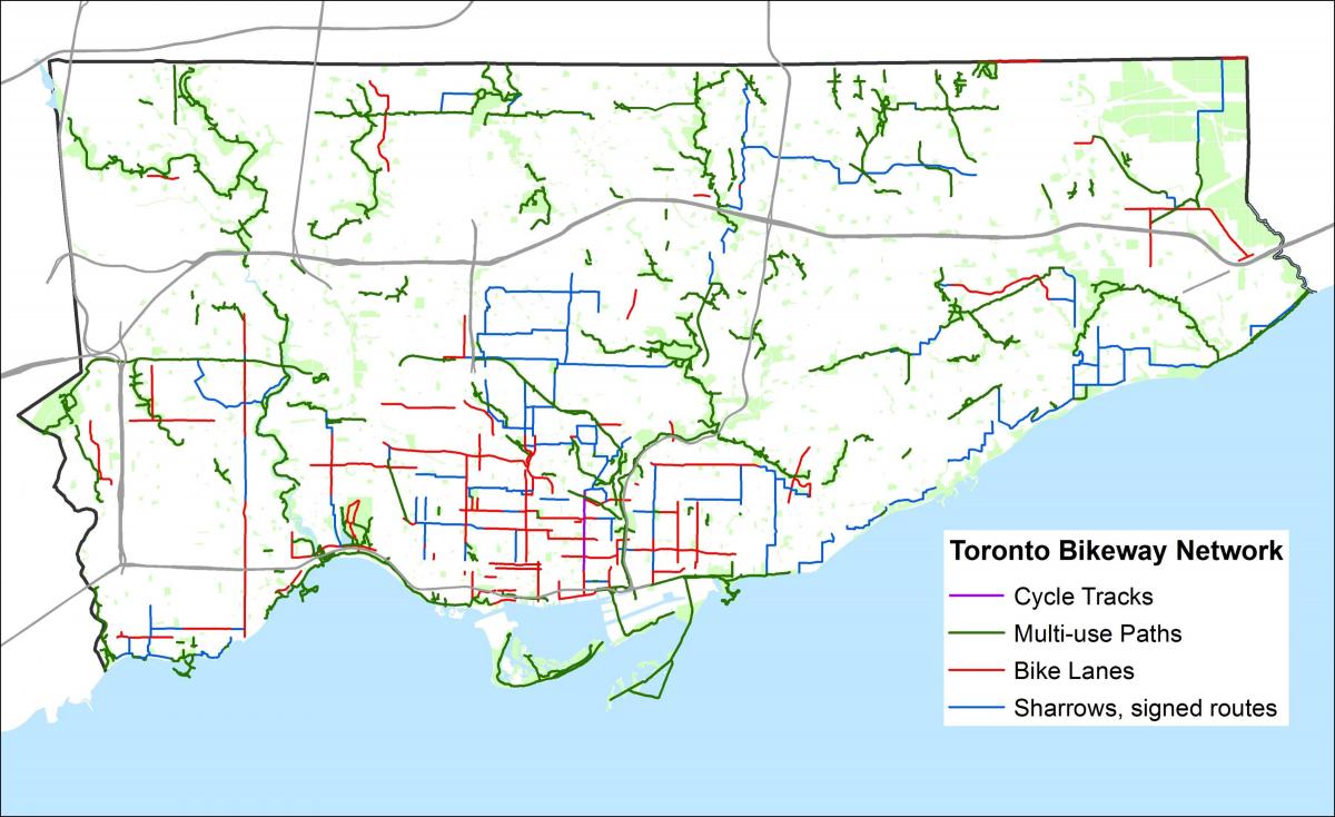 Mapa del carril bici de Toronto